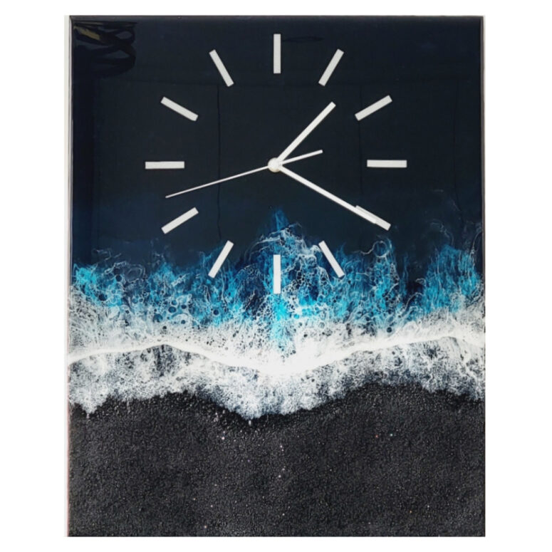 16 by 20 inches black ocean resin clock