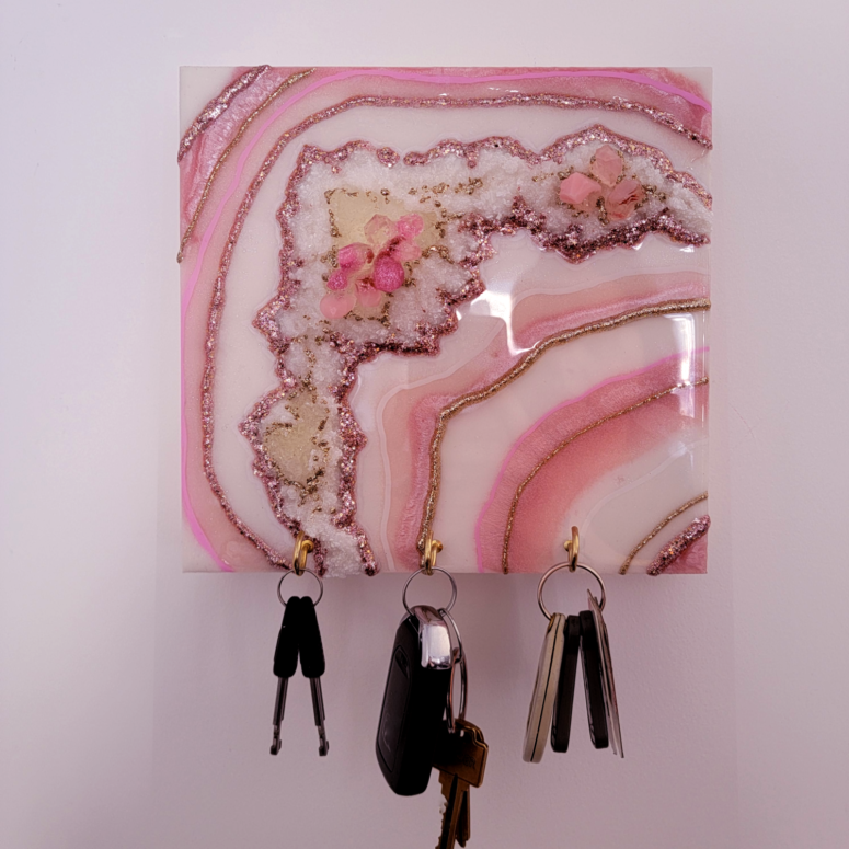 8" by 8" Pink Resin Key Hanger