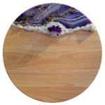 lazy susan, cheese board, wooden lazy susan, purple crystal, purple, gold, shiny, resin, geode resin design.